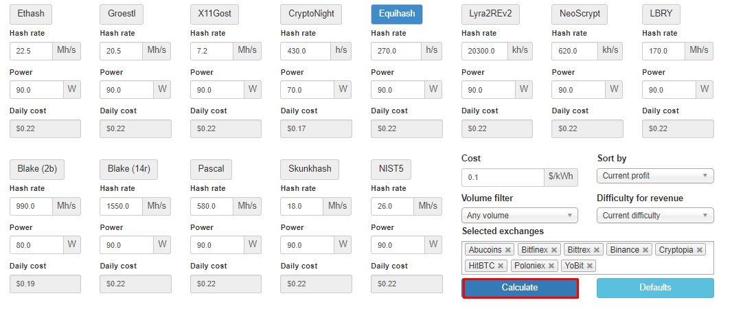 Whattomine calculator